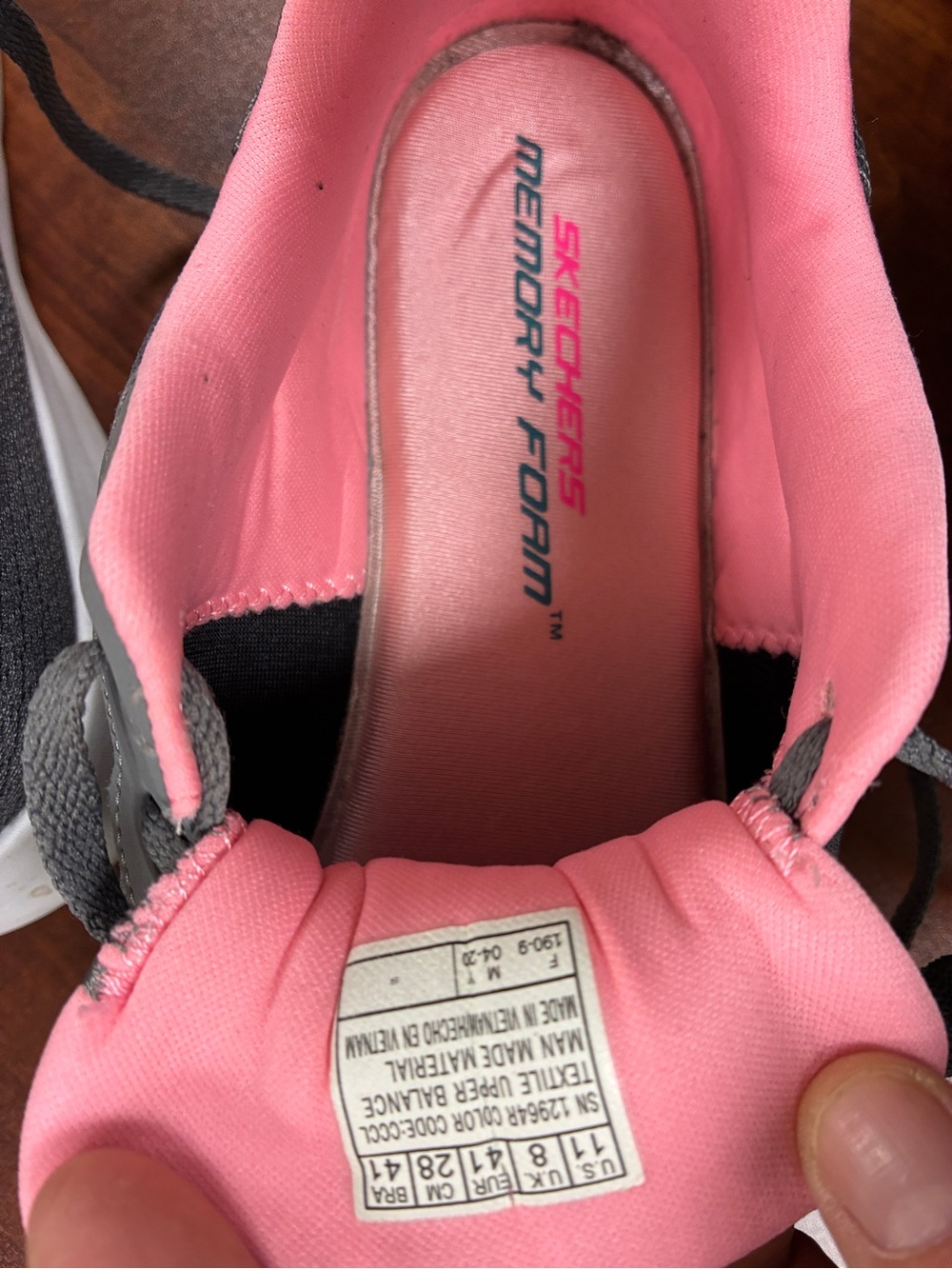 Skechers Gray Athletic Sneakers with Pink Interior - Picture 2 of 6